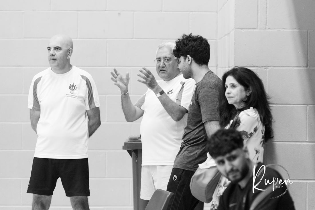 An organiser holding court