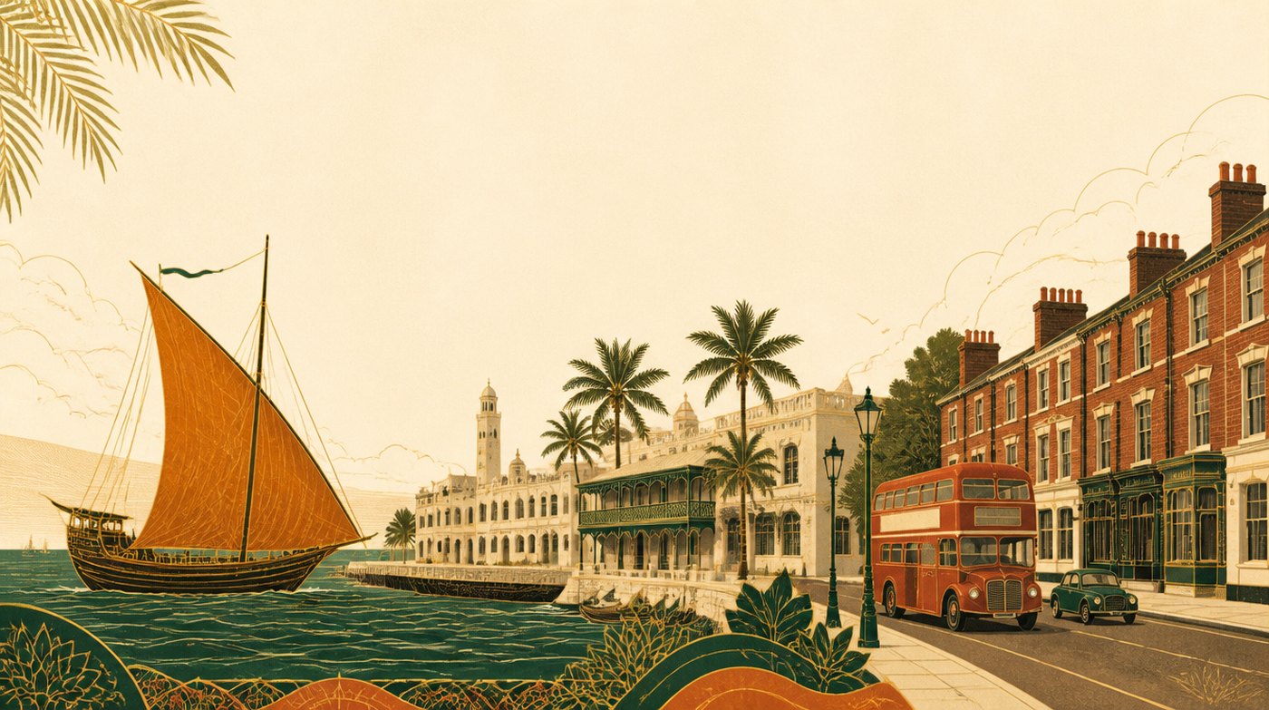 Illustration of the Lohana journey from the Indian Ocean through East Africa to Britain