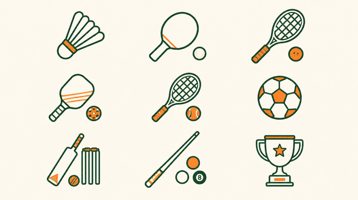 Icons representing the nine sports contested at the Lohana Sports Festival