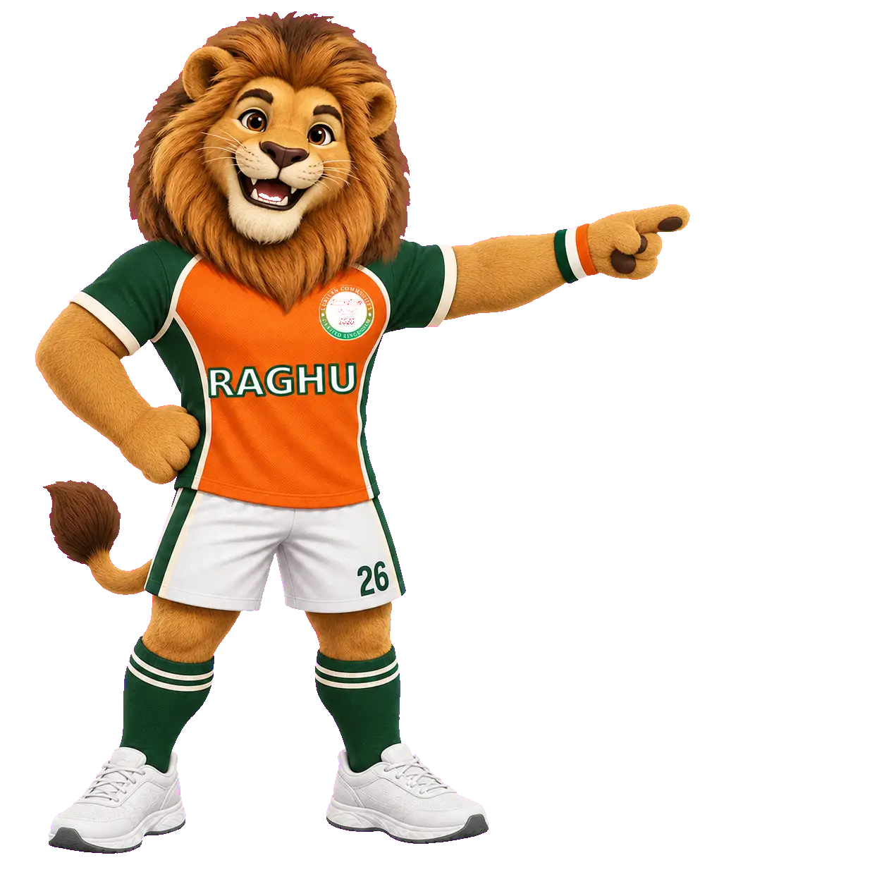 Raghu the lion pointing to the feedback form