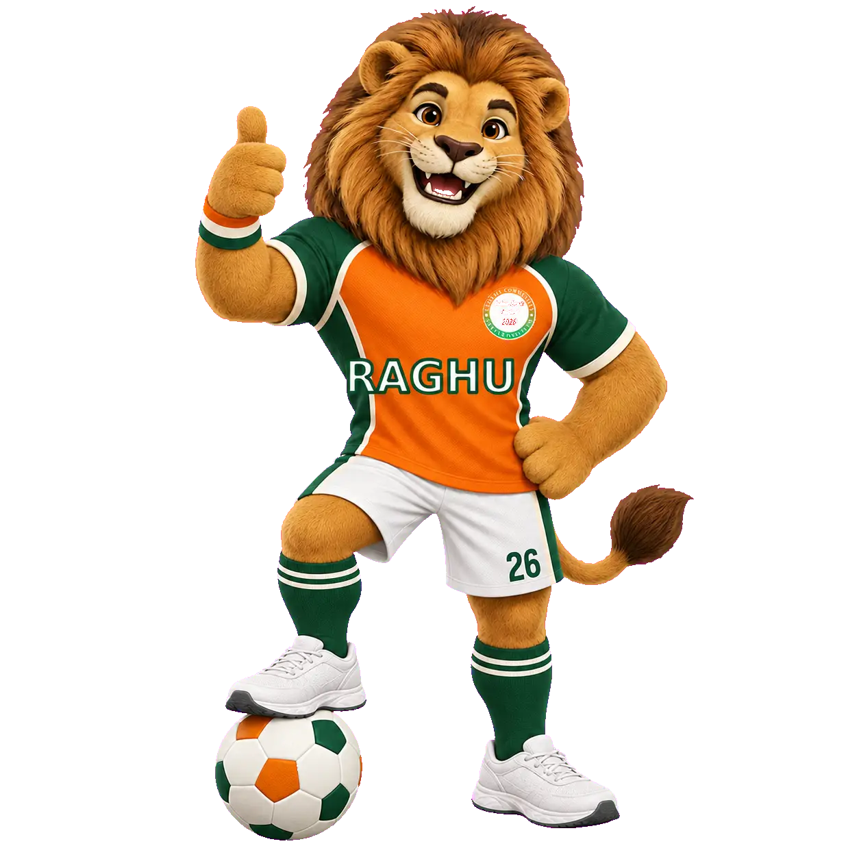 Raghu the lion playing football