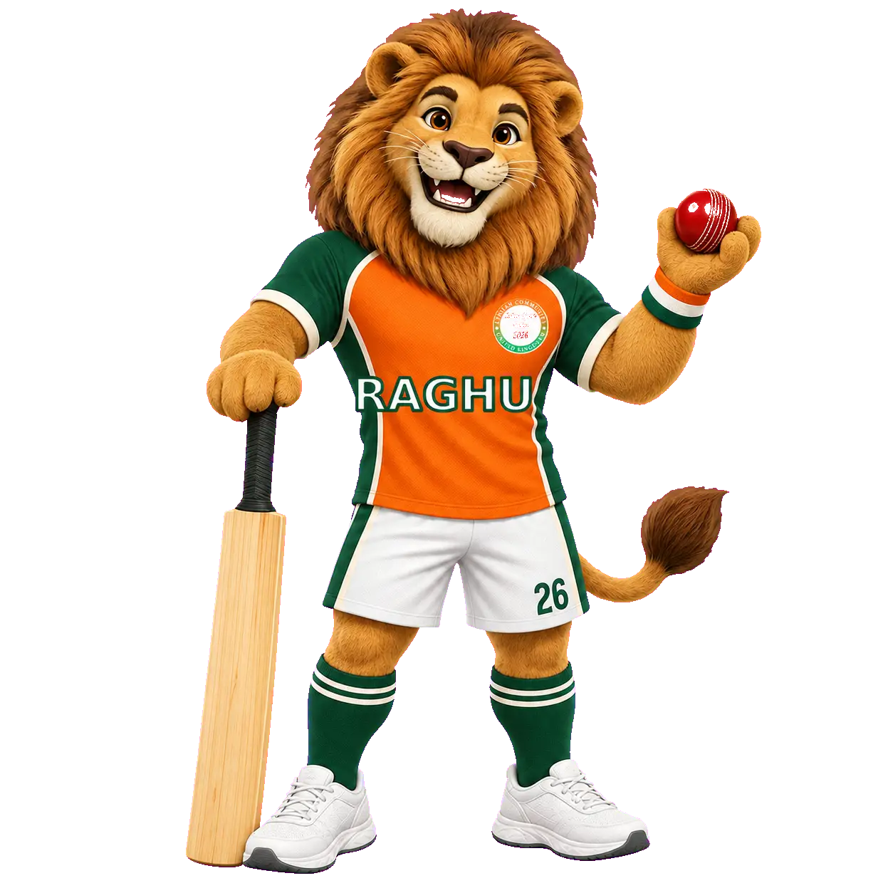 Raghu the lion playing cricket